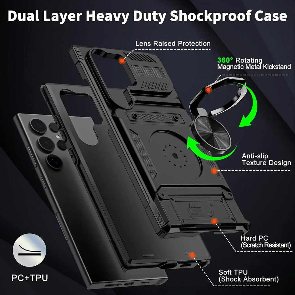 RingVault Armor Case – Shockproof Wallet Cover with Card Holder & Kickstand