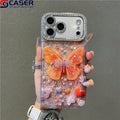 Sparkling Pearl Butterfly Diamond Case with Camera Lens Frame for iPhone