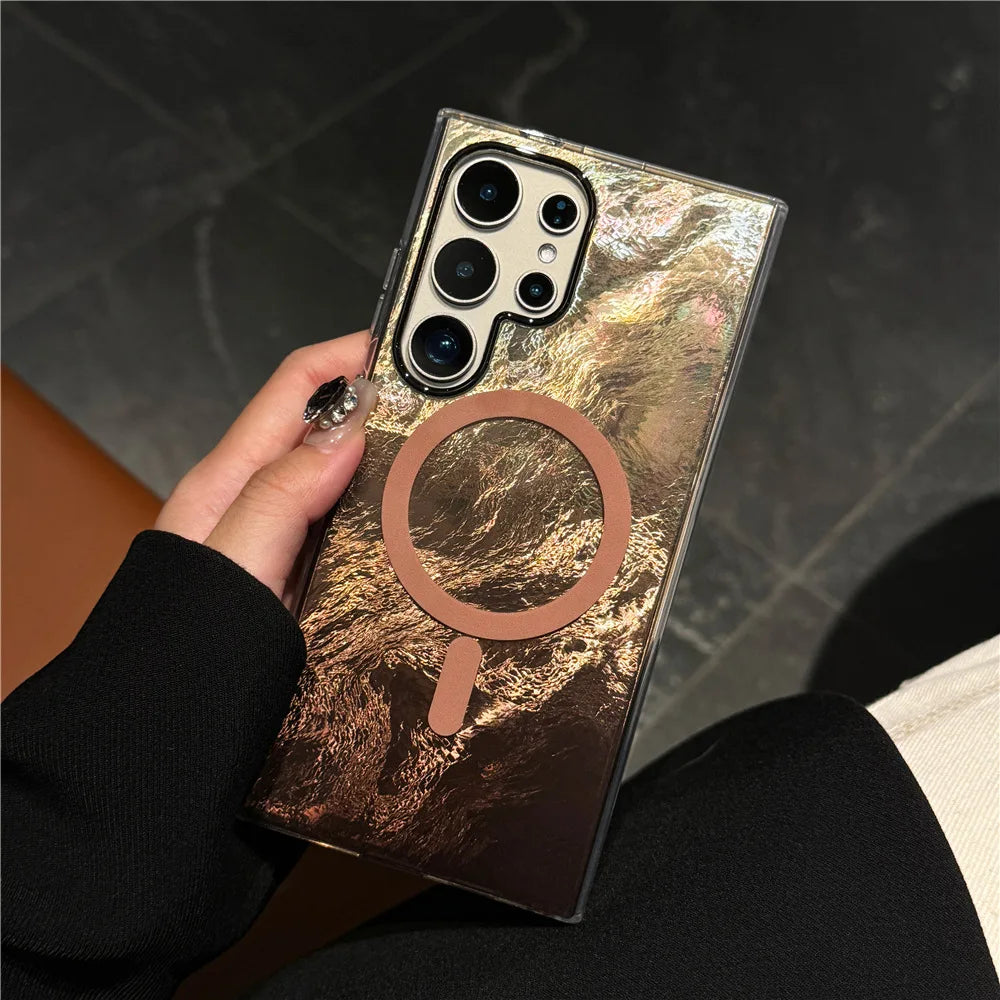 Luxury Colorful Gradient Glacier Pattern Magnetic RIng case Anti Drop