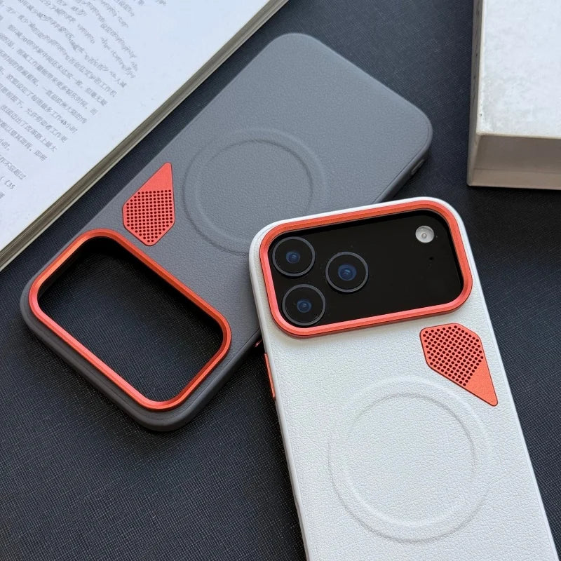 Luxury Magnetic Leather iPhone Case with Heat Dissipation