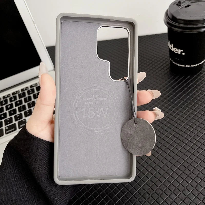 Business PU Leather Magnetic Phone Case for Samsung S24 S25 Ultra