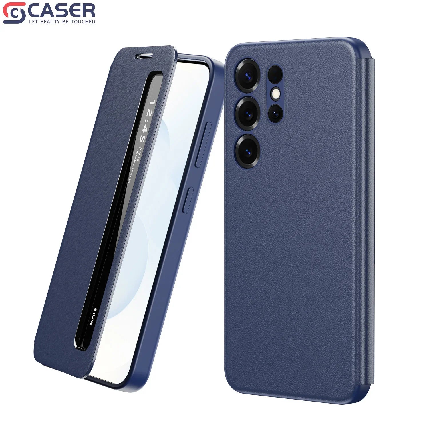 Smart Hibernation Side Window Drop-Proof Magnetic Screen Cover No Flip Answering Calls Leather Case for Samsung
