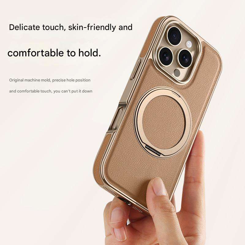 Wireless Magnetic iPhone Case – PU Leather, 360° Rotating Car Mount Compatible