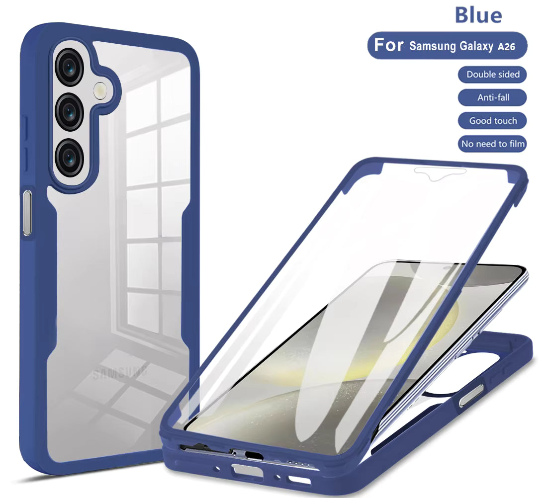 360° Full Protection Front & Back Phone Case for Samsung – Shockproof Transparent Cover