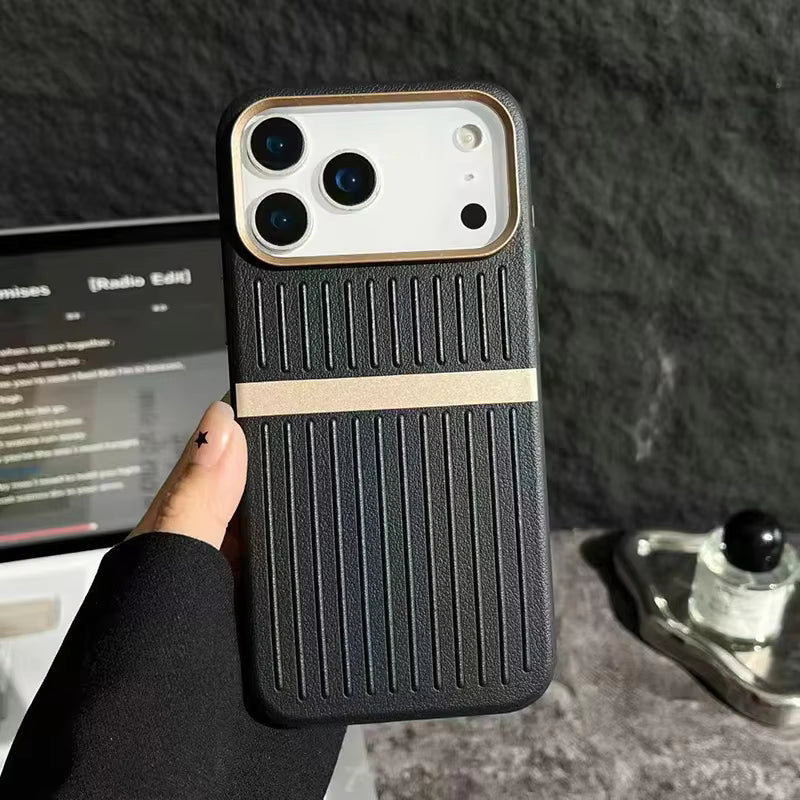 TravelStripe Mag Case – Suitcase Style Vertical Stripe Cover for iPhone