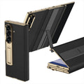 Electroplated Leather Golden Sides Back Cover with Stand Holder Phone