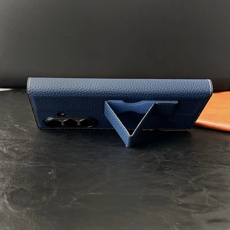 Luxury PU Leather Wallet Card Slots Wrist Strap Stand Case