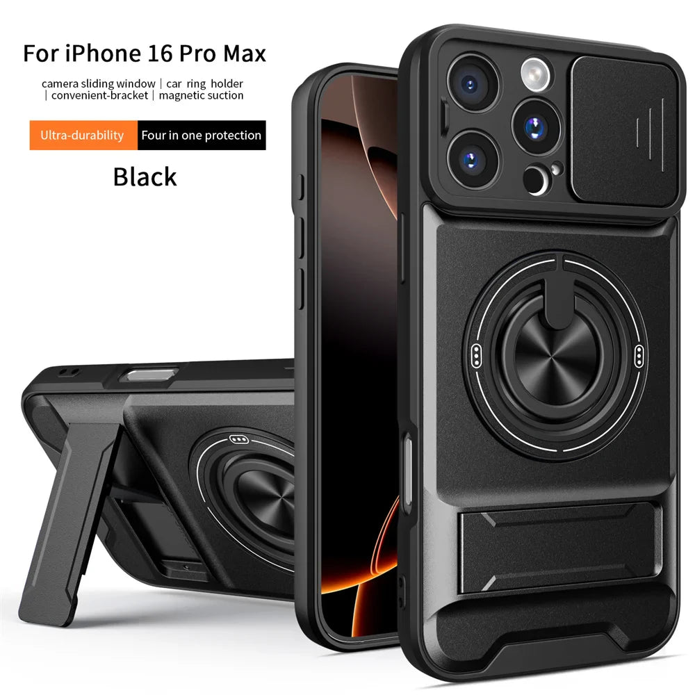 Magnetic Phone Case with Lens Protector & Stand