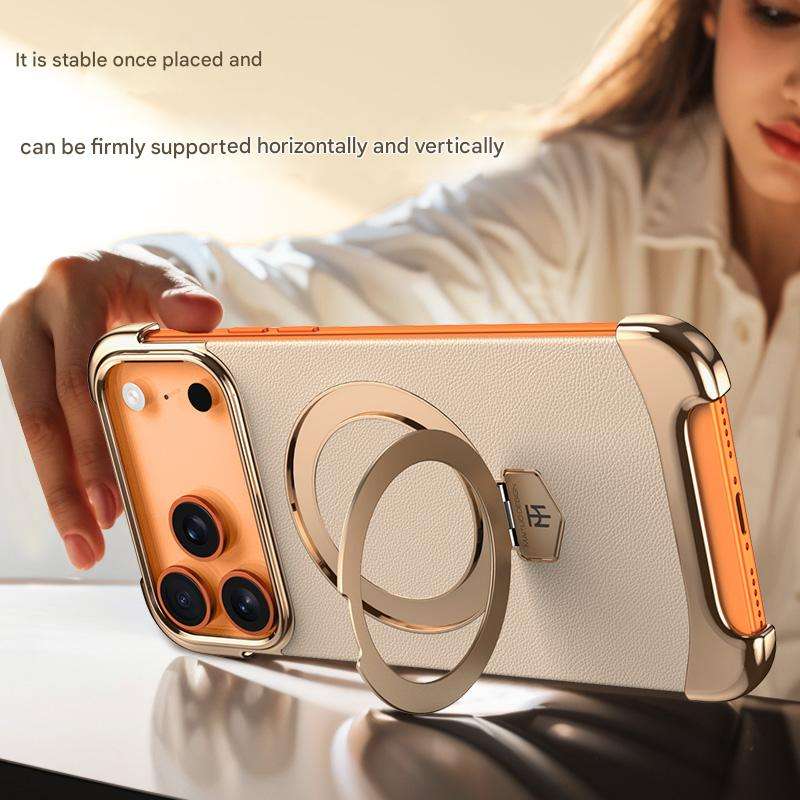 Premium MagSafe Case with Built-in Metal Ring Stand – Folding Magnetic Cover for iPhone 17–13 Pro Max