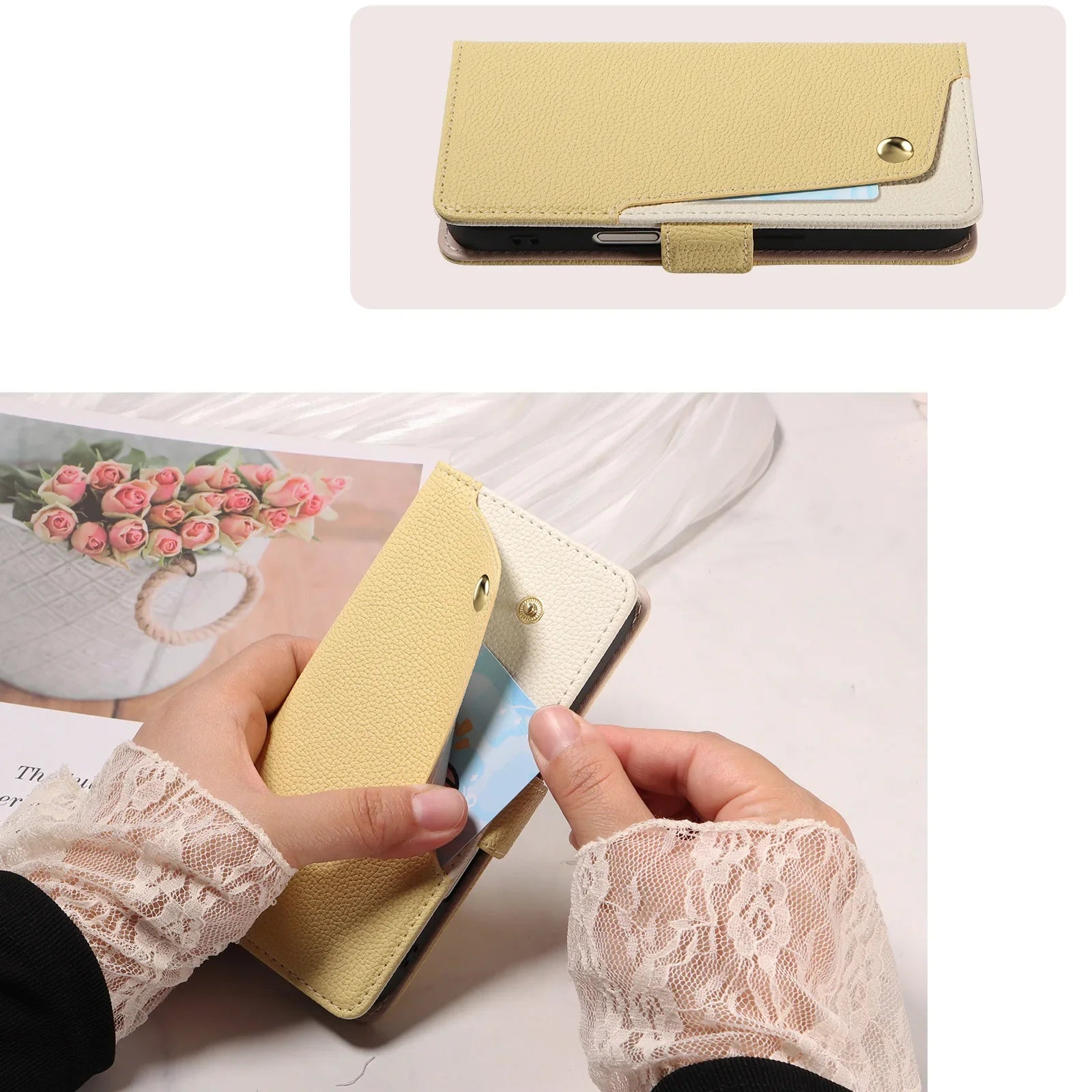 Luxury PU Leather Phone Case with Mirror for  iPhone