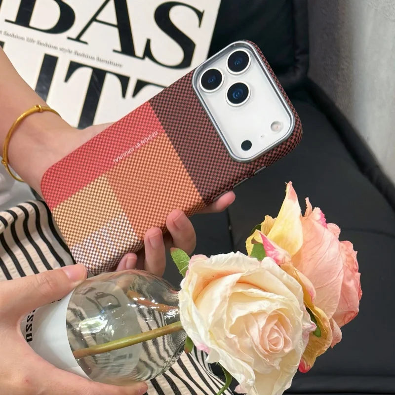 New Color Matching Carbon Fiber Textured Magnetic Case for iPhone