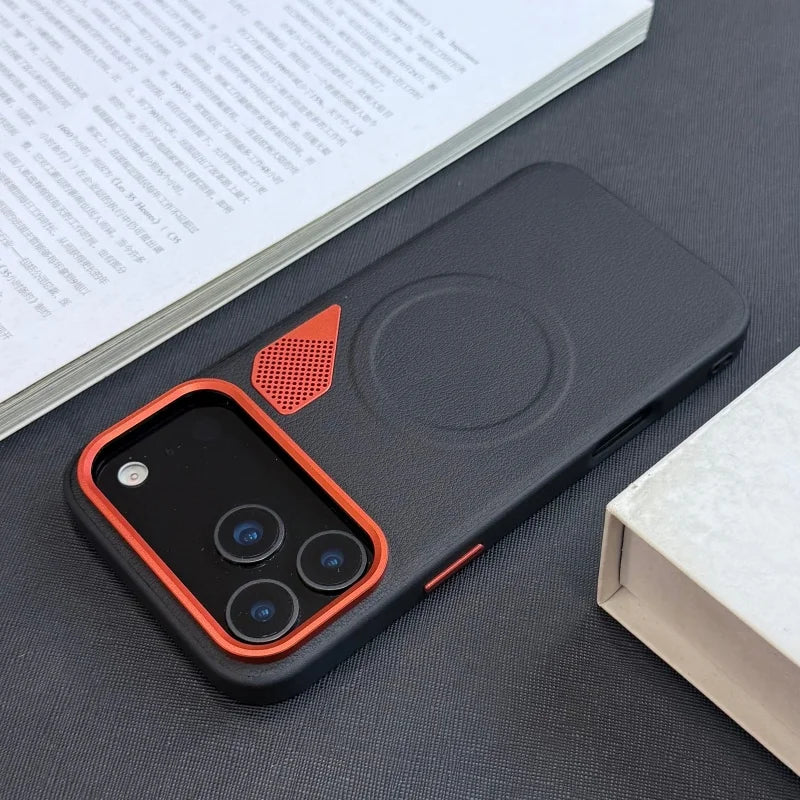 Luxury Magnetic Leather iPhone Case with Heat Dissipation