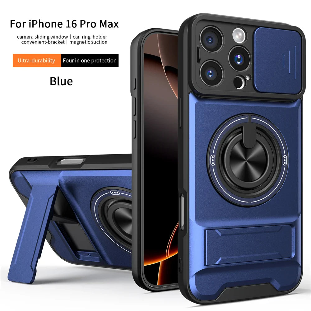 Magnetic Phone Case with Lens Protector & Stand