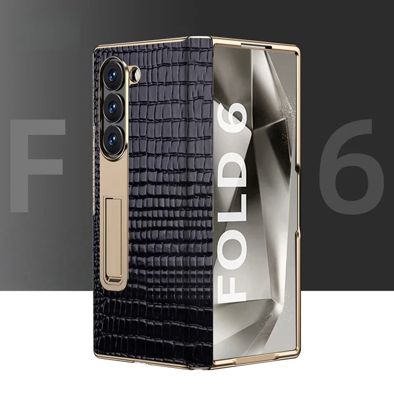 For Samsung Z Fold  Phone case with High-end crocodile Pattern Hinge