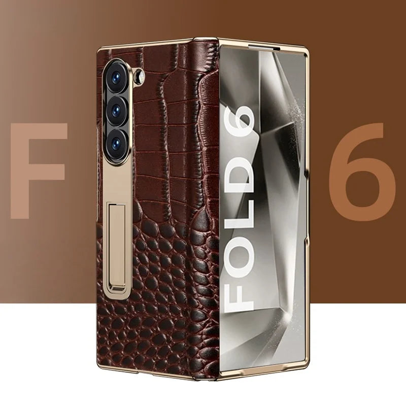 For Samsung Z Fold  Phone case with High-end crocodile Pattern Hinge