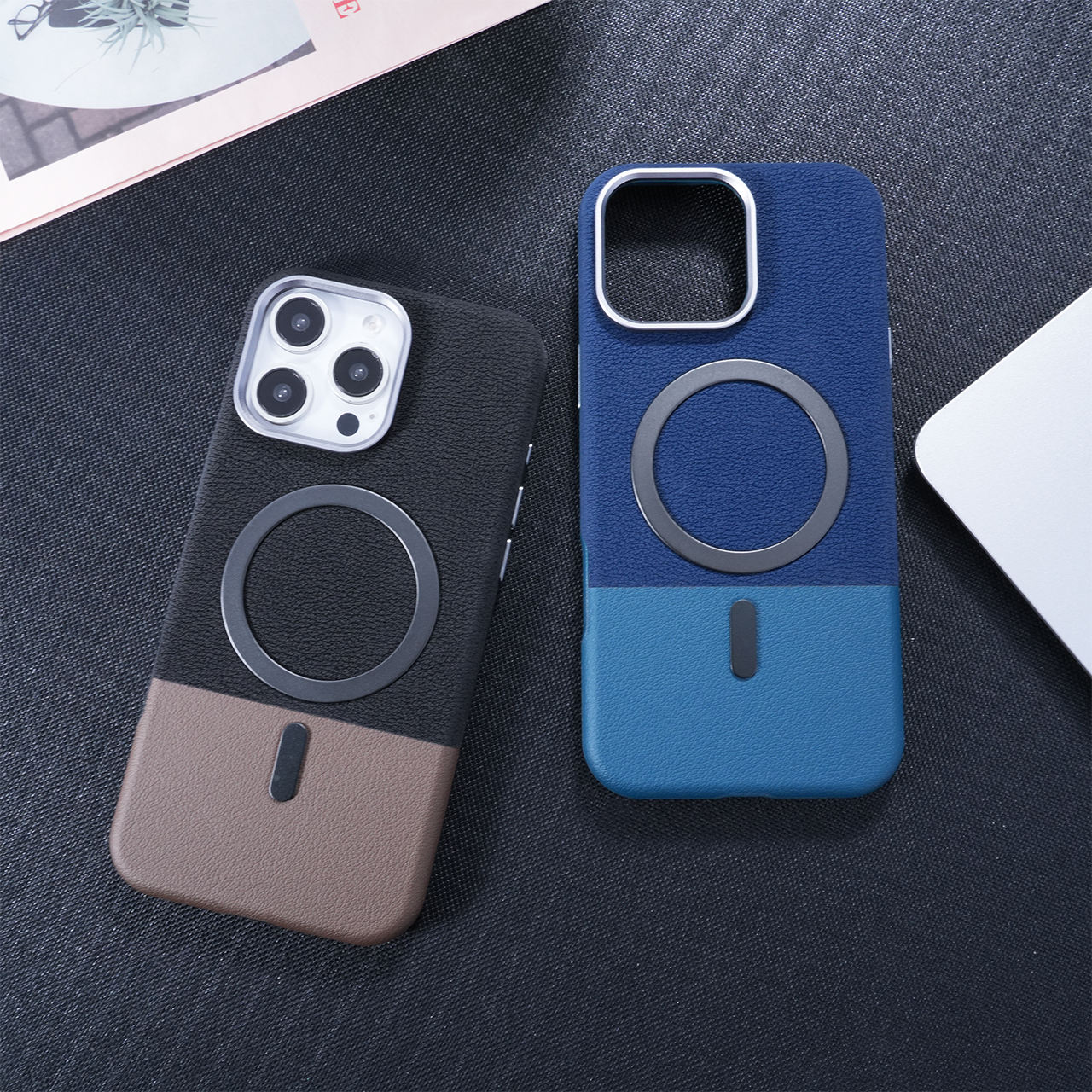 Magnetic Wireless iPhone Case –  Leather + TPU/PC Half-Full Cover, Compatible with iPhone 12–16 Pro Max