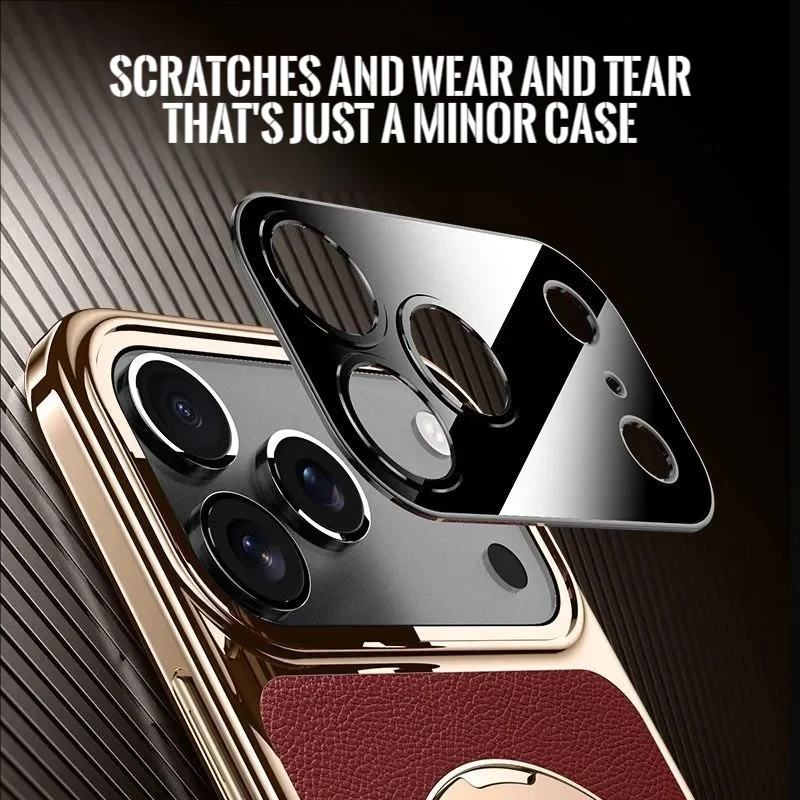 Shockproof Electroplated Leather Case for iPhone 14-17 Pro Max