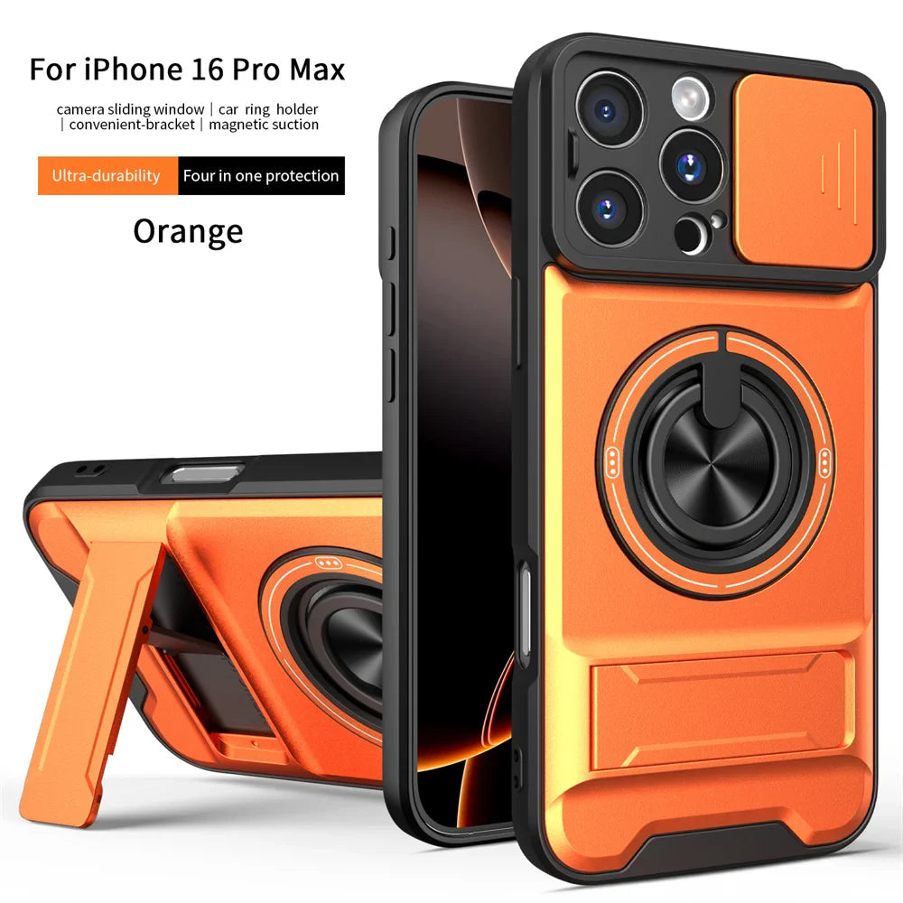 Magnetic Phone Case with Lens Protector & Stand