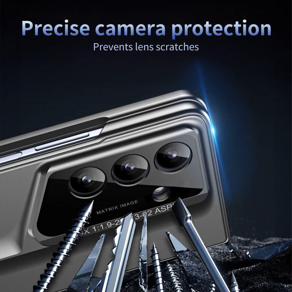 Hinge Pen Slot Armor Case for Samsung Z Fold – 360° Shockproof Cover with Tempered Glass Full Screen Protector