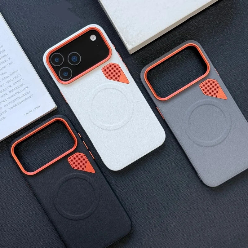 Luxury Magnetic Leather iPhone Case with Heat Dissipation