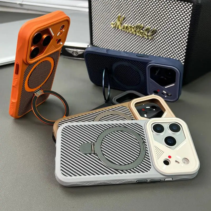 New Matte Carbon Fiber Textured Backplate Magnetic Phone Case
