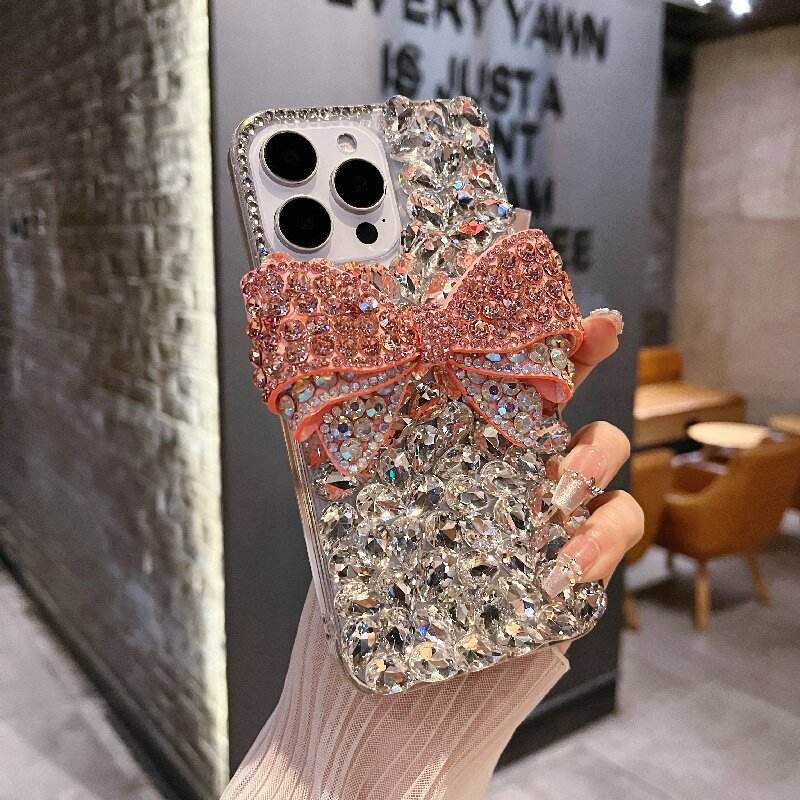 Luxury Full Inlay Diamond Shining 3D Bow Pattern Phone Case