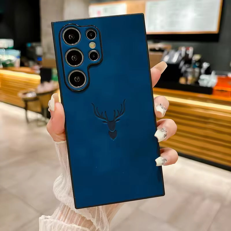 Royal Deer Embossed PU Leather Case – Luxury Protective Cover for Samsung