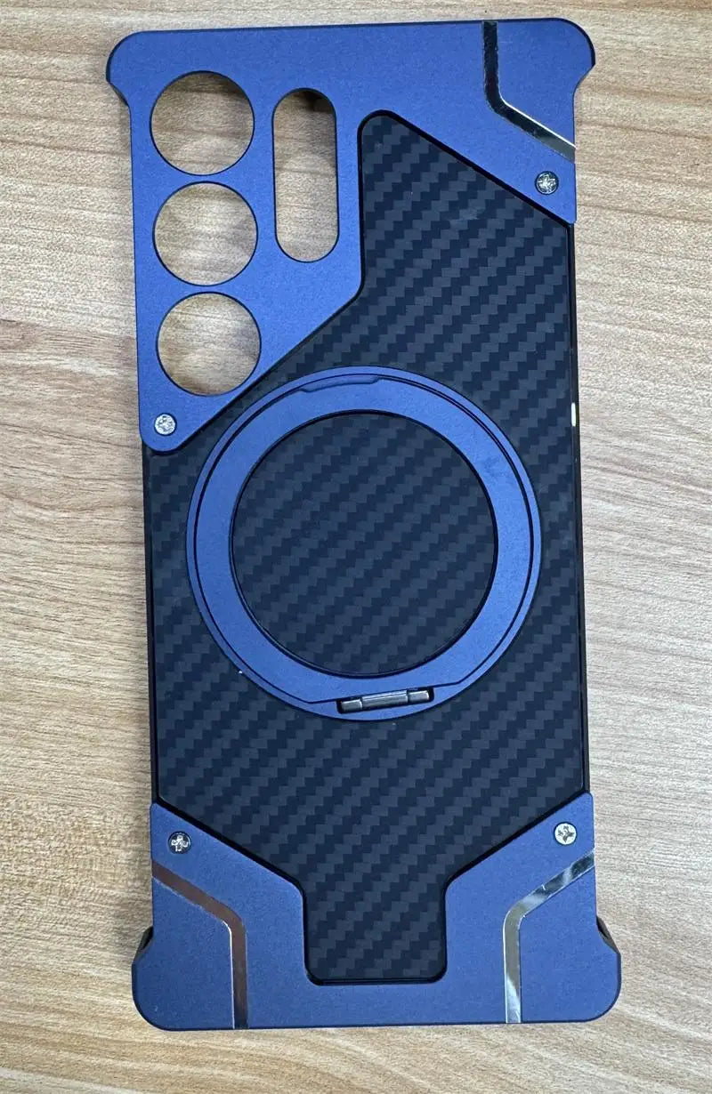 Magnetic Aluminum Metal Frameless Carbon Fiber Back Case for Samsung