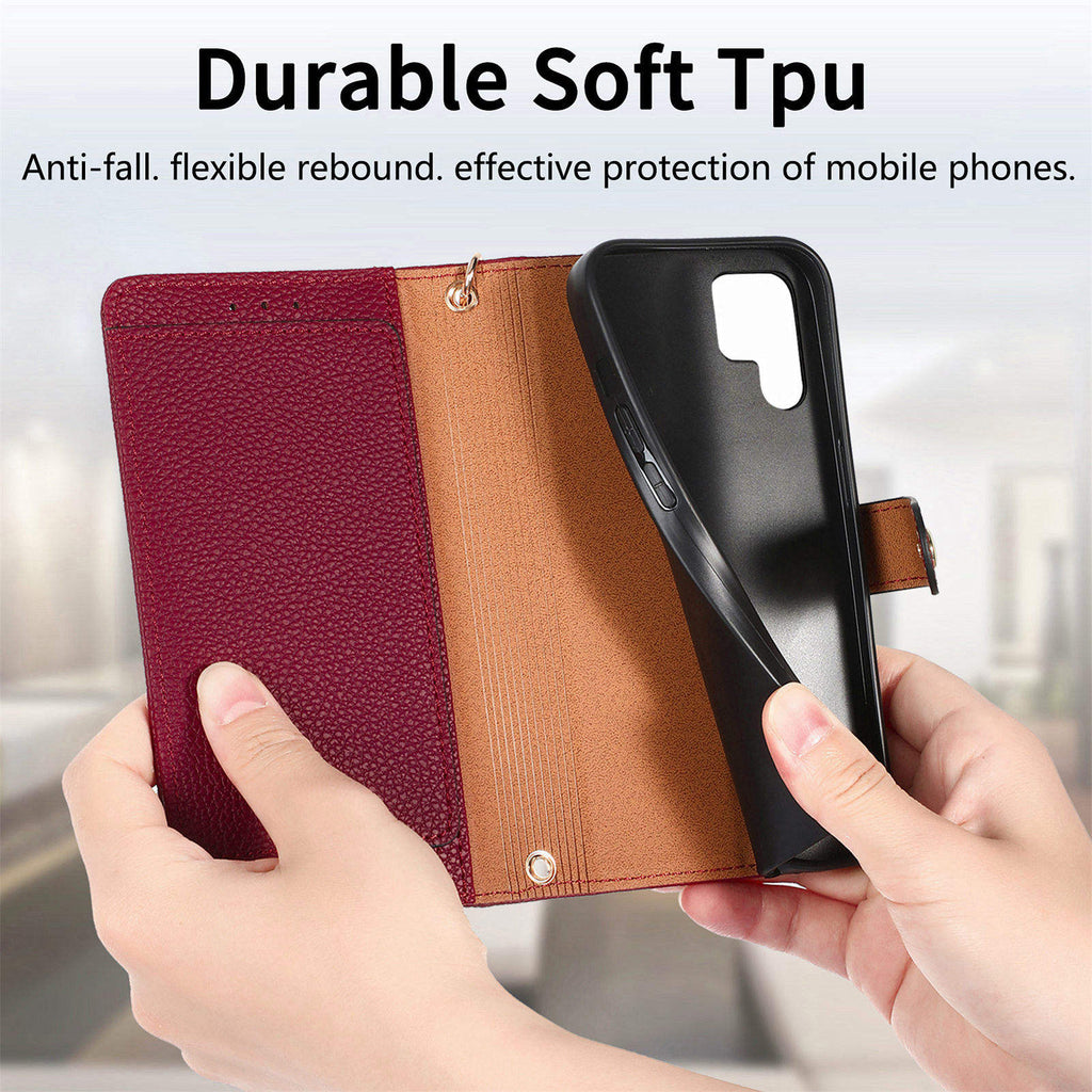 Luxury Heart Design Flip Leather Wallet Case for Girls – Card Holder & Book Style Cover for Mobile Phone