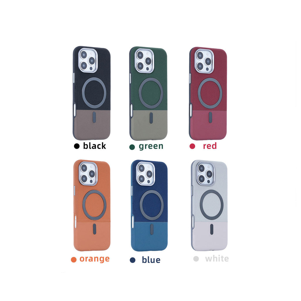 Magnetic Wireless iPhone Case –  Leather + TPU/PC Half-Full Cover, Compatible with iPhone 12–16 Pro Max