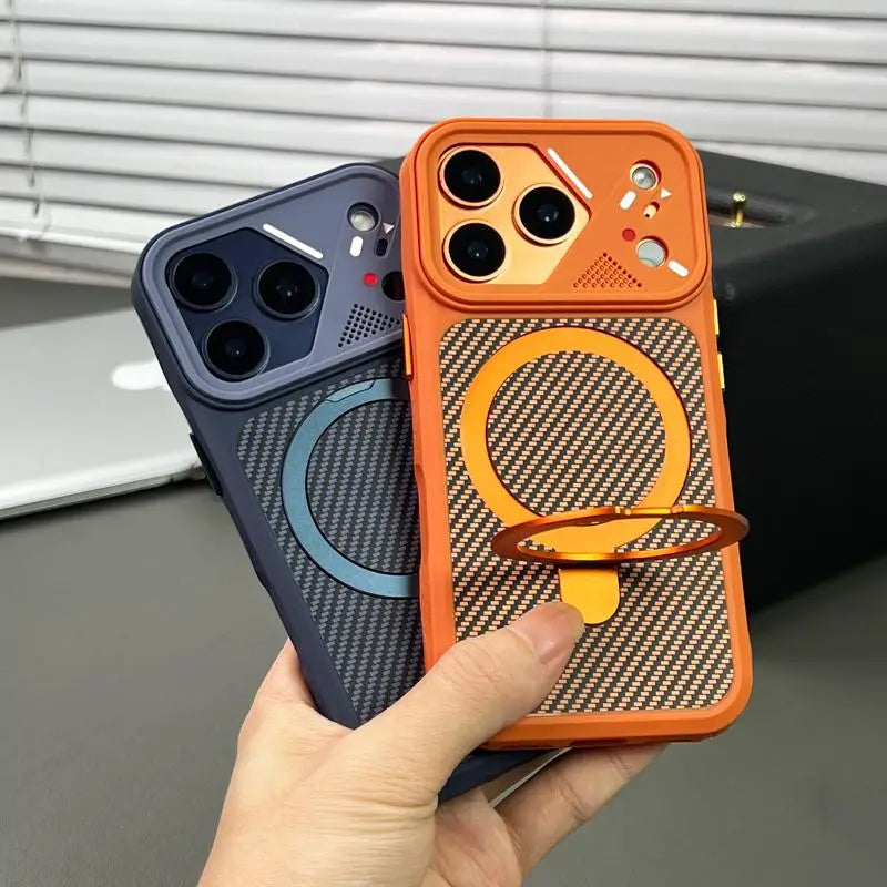 New Matte Carbon Fiber Textured Backplate Magnetic Phone Case