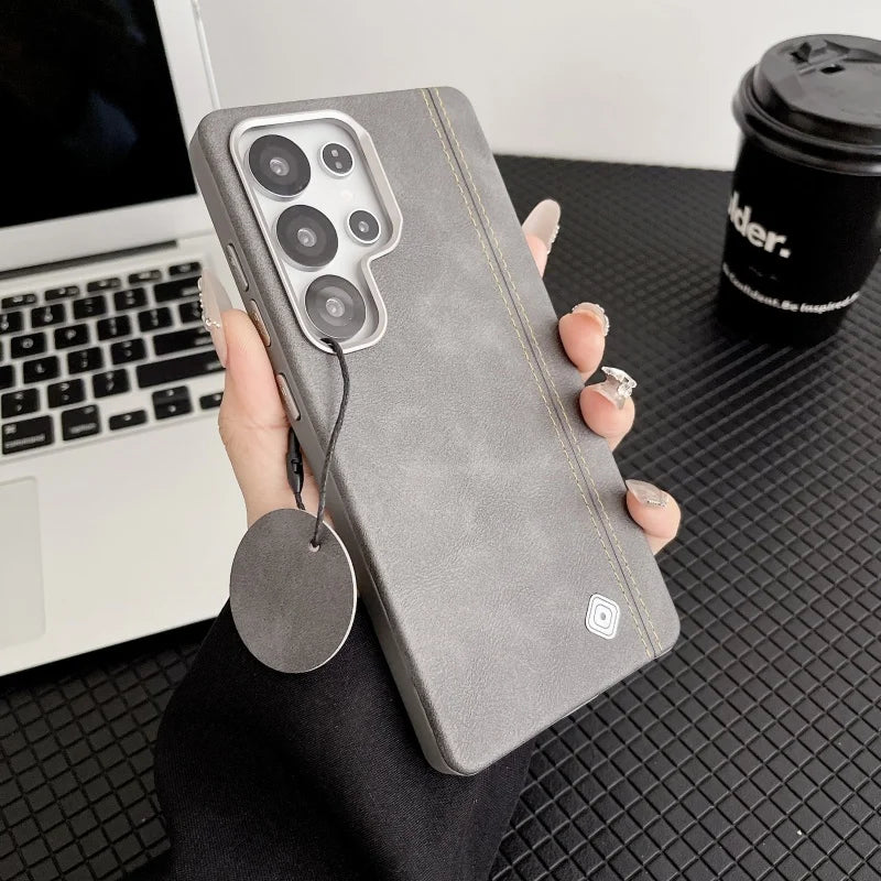 Business PU Leather Magnetic Phone Case for Samsung S24 S25 Ultra