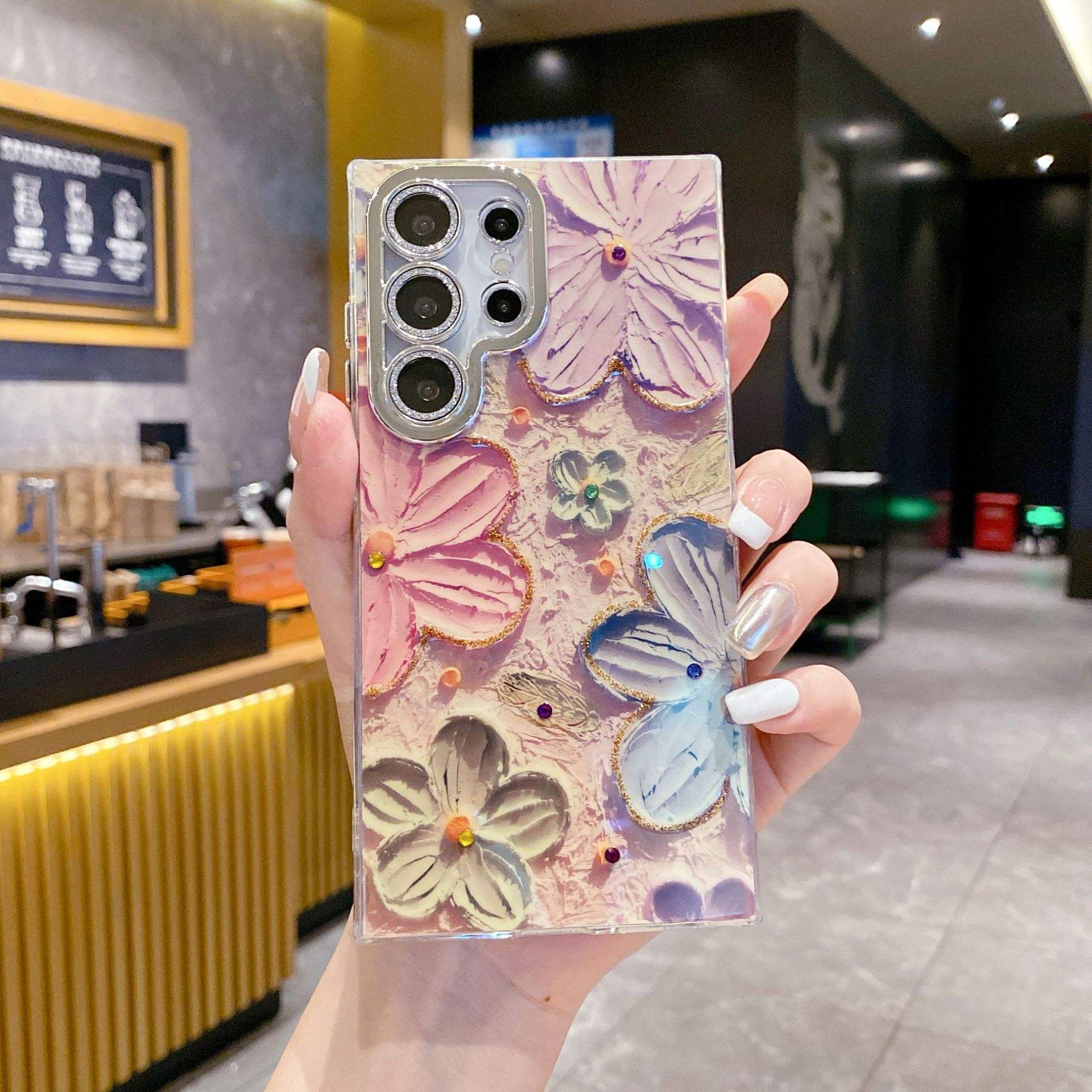 Electroplated IMD Flower Marble Cover for Samsung