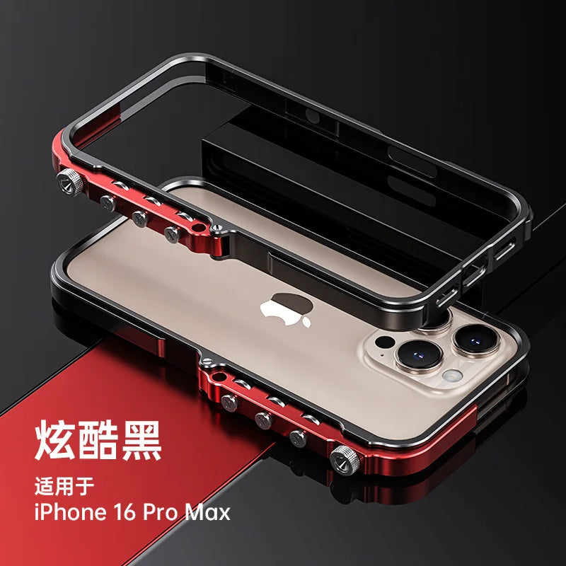 Phone case with Aluminum Frame and Metal protection Cover, Suitable for iPhone