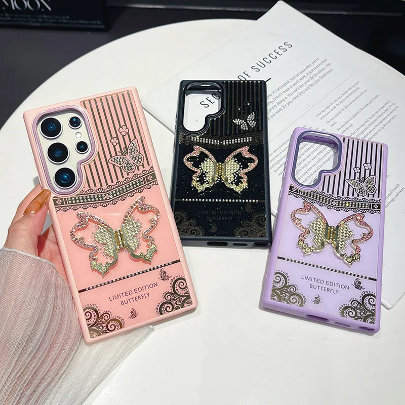 Luxury Gold-Plated Butterfly Phone Case for Samsung