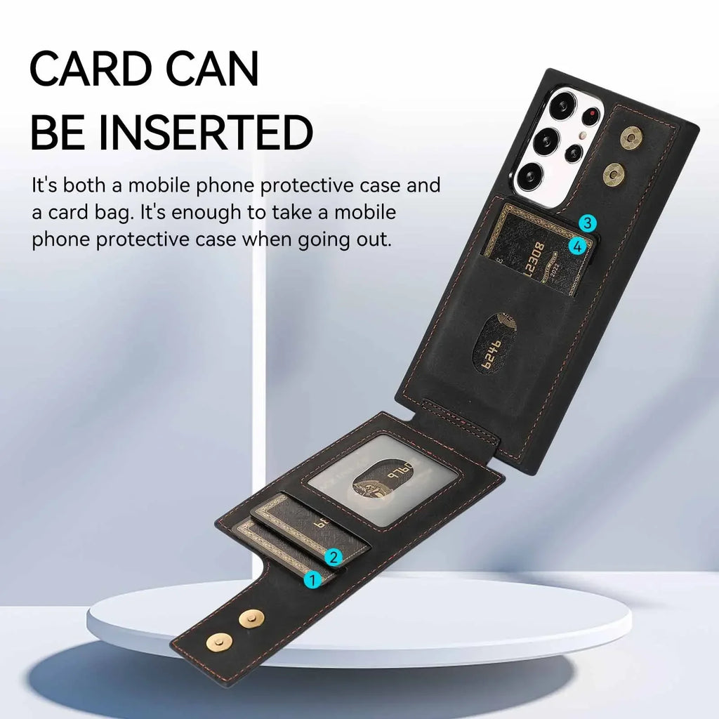 Magnetic Ring Stand Wallet Card Phone Case for Samsung Galaxy