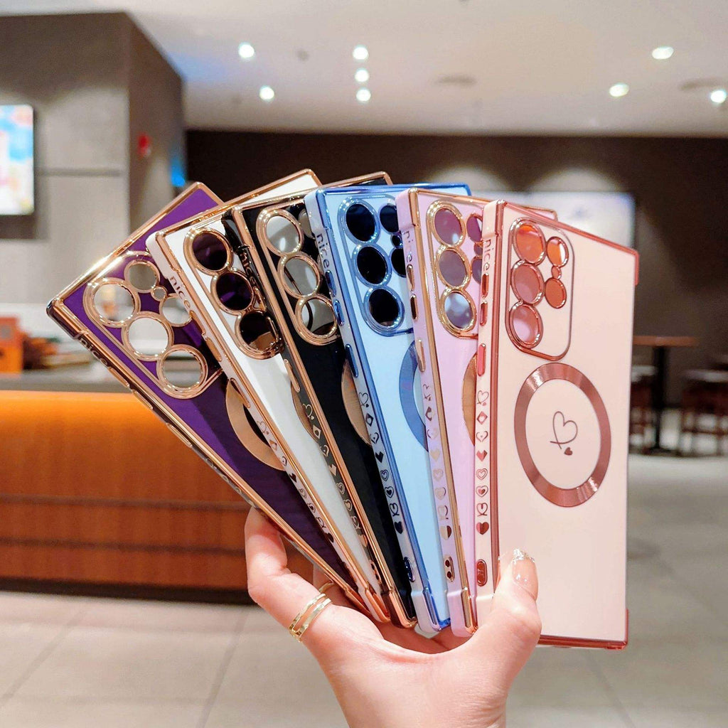 Cute Love Heart Magnetic Charging Case – Soft Silicone Shockproof Cover