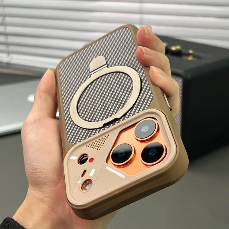 New Matte Carbon Fiber Textured Backplate Magnetic Phone Case