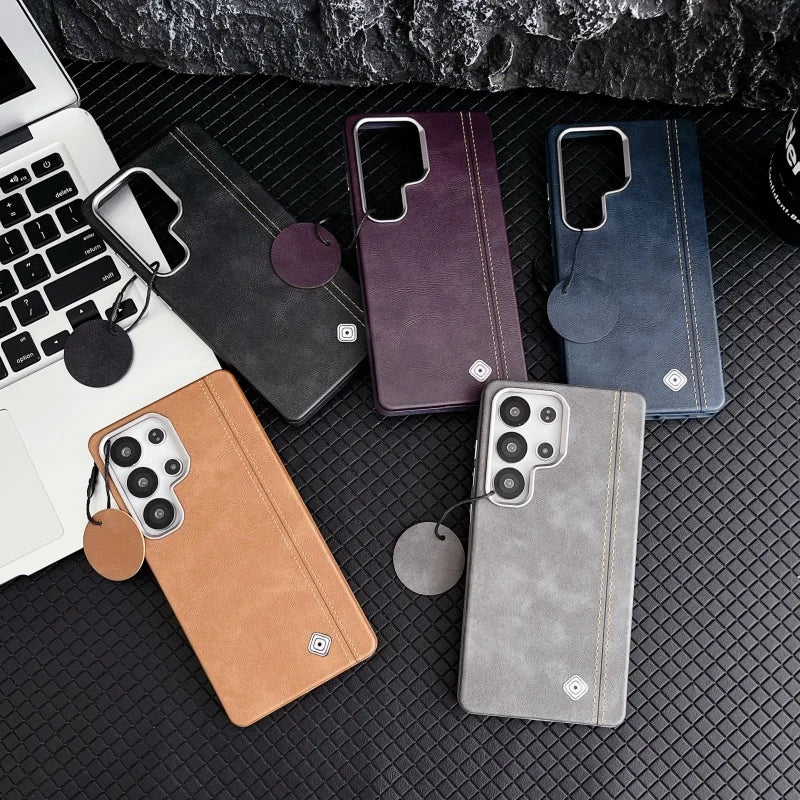 Business PU Leather Magnetic Phone Case for Samsung S24 S25 Ultra