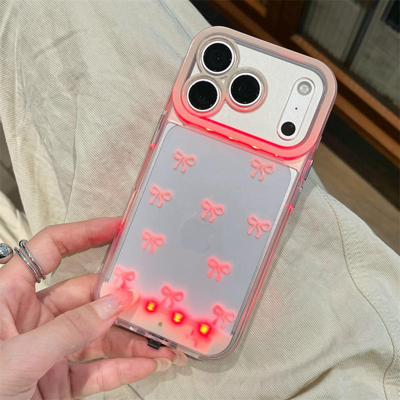 GlowBow Sound Reactive Case – Flashing Bowknot Shockproof Cover for iPhone