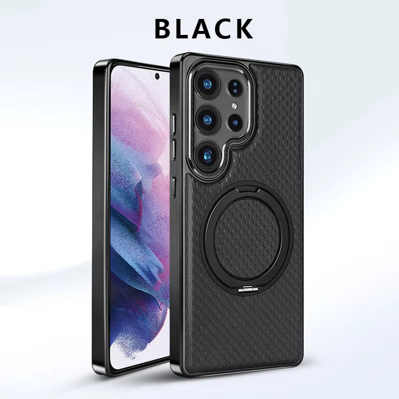 Luxury PU Leather Samsung Case – Magnetic, Shockproof, 360° Ring Stand