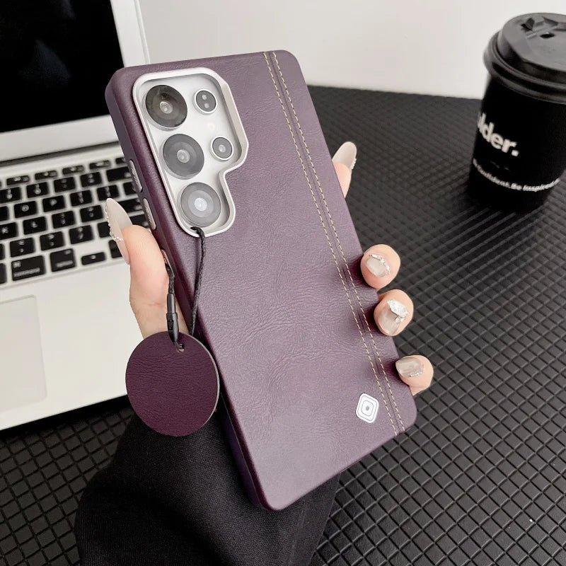 Business PU Leather Magnetic Phone Case for Samsung S24 S25 Ultra