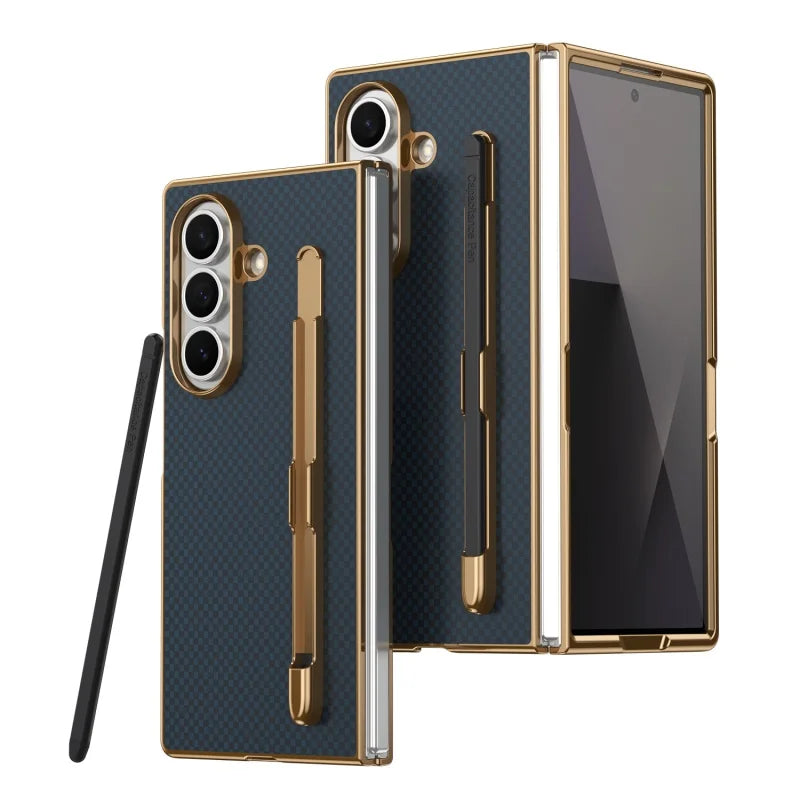 Business Plating Carbon Fiber Texture Phone Case for Samsung Z Fold