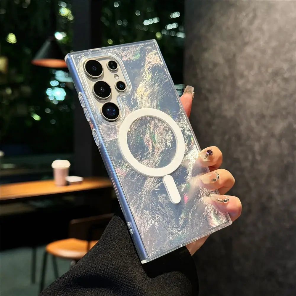 Luxury Colorful Gradient Glacier Pattern Magnetic RIng case Anti Drop