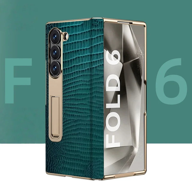 For Samsung Z Fold  Phone case with High-end crocodile Pattern Hinge