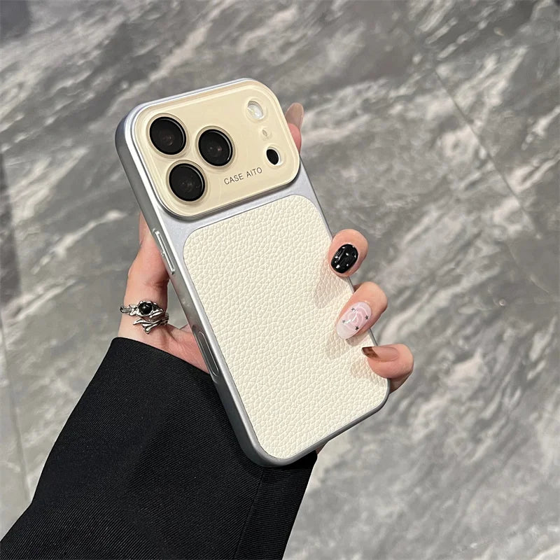 Luxury Lichee Pattern Leather Phone Case for iPhone