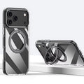 Clear Shockproof Wireless Charging Case with 360° Rotating Ring Stand for iPhone