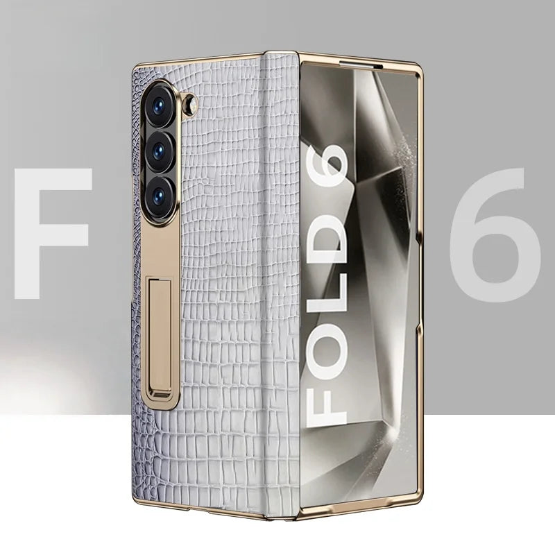 For Samsung Z Fold  Phone case with High-end crocodile Pattern Hinge