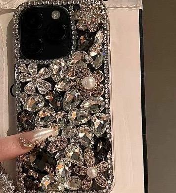 Luxury Bling Rhinestone Flower Protective Case for iPhone
