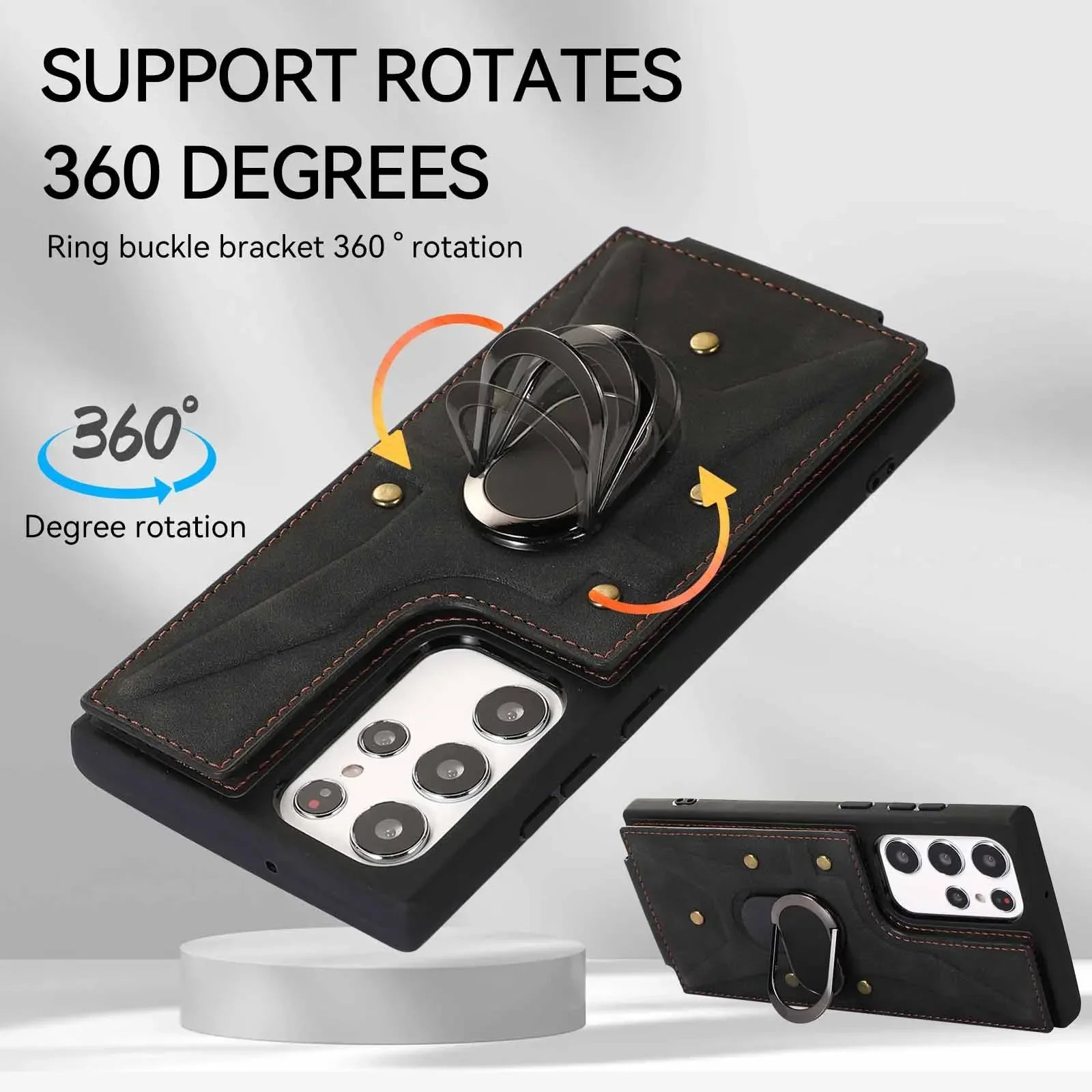 Magnetic Ring Stand Wallet Card Phone Case for Samsung Galaxy